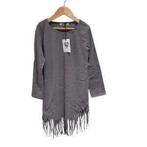 PETITBO grey glitter organic cotton fringe dress - size 6